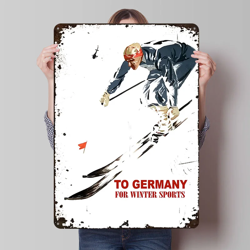 

Металлический постер «Ски-ту-Германия», настенный декор, ретро-винтажные жестяные таблички для мужской комнаты, офиса, игровой комнаты, домашнего декора