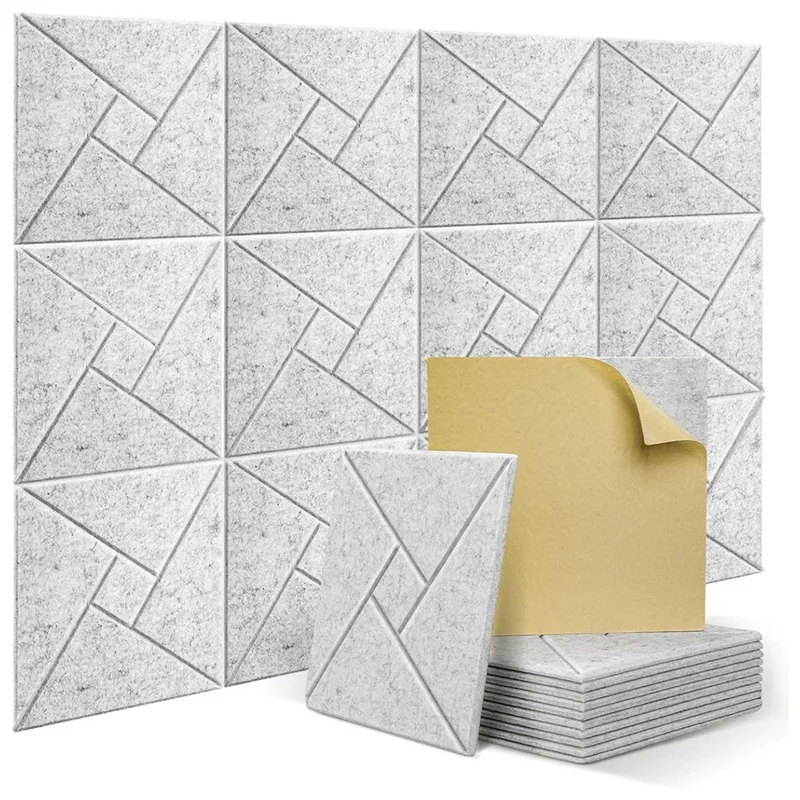Pannelli acustici ABNM 12 pezzi con autoadesivi, pannelli in schiuma fonoassorbente 12X12x0,4 pollici, piastrelle fonoassorbenti per pareti