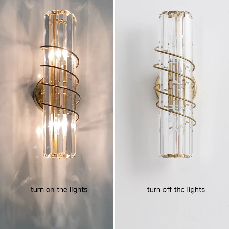 Gold Luxury Crystal Wall Lights Living Room Bedroom Loft Hotel Home Decor Art Wall Sconces Indoor Wall Lamps E14 Bedside Light