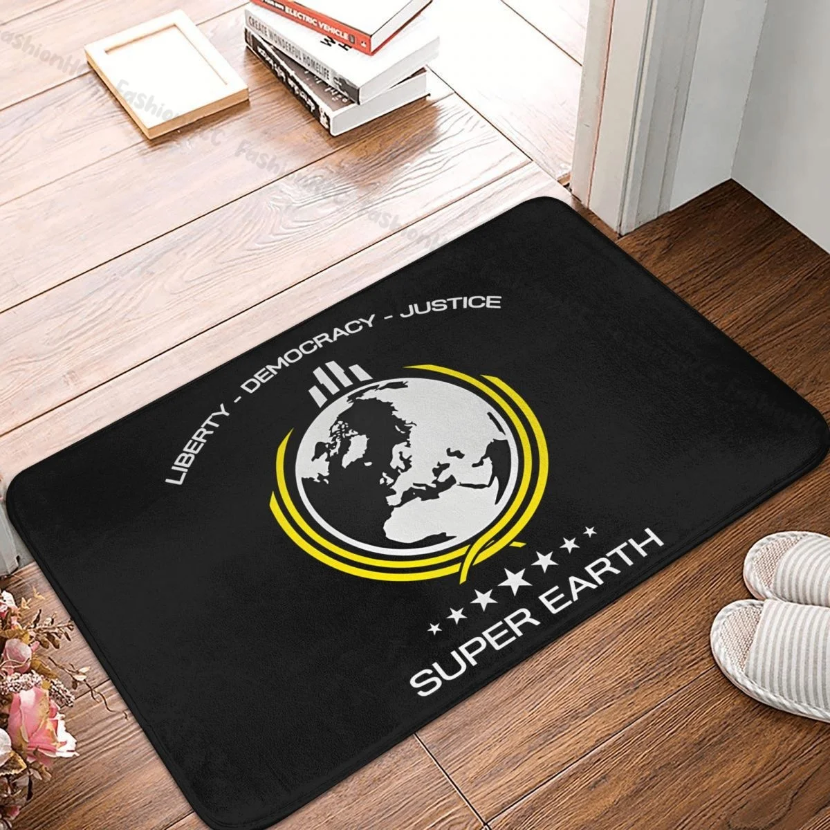 

Helldivers II Games Kitchen Non-Slip Carpet Super Earth Diving Into Hell For Liberty Bedroom Mat Welcome Doormat Floor Decor Rug