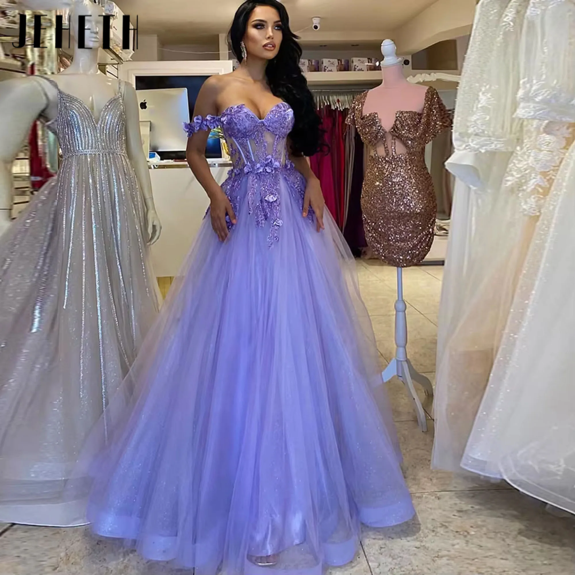 

JEHETH Elegant Evening Dresses Wedding Party Dress Women Elegant Luxury Robe Prom Gown Formal Long Suitable Request Customized