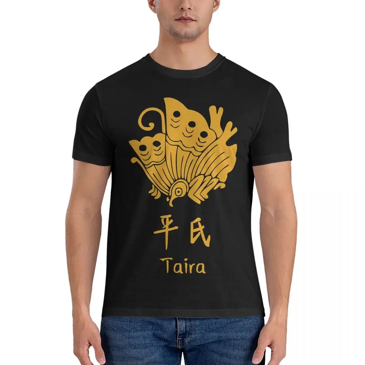 Vintage Taira Kamon T-Shirt for Men Crewneck 100% Cotton T Shirt Japanese Clan Crest Logo Short Sleeve Tees Printed Clothes