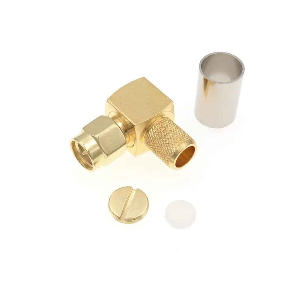 Conector SMA macho de ángulo recto para Cable Coaxial RF RG5 RG6 50-5