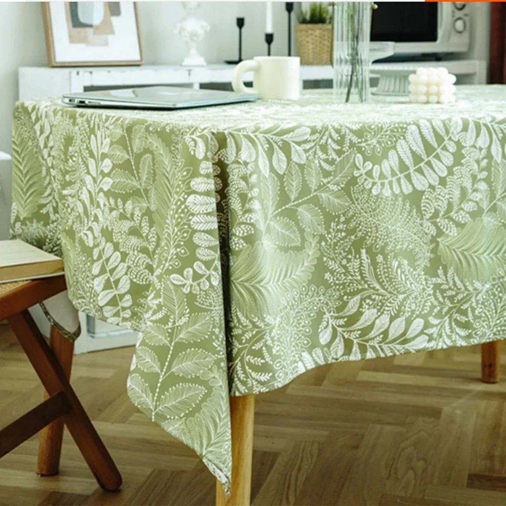 Spring Imprinting Waterproof Tablecloth Printed Green Plants Floral Garden Style Decoration Table Cloth Placemat Antifouling