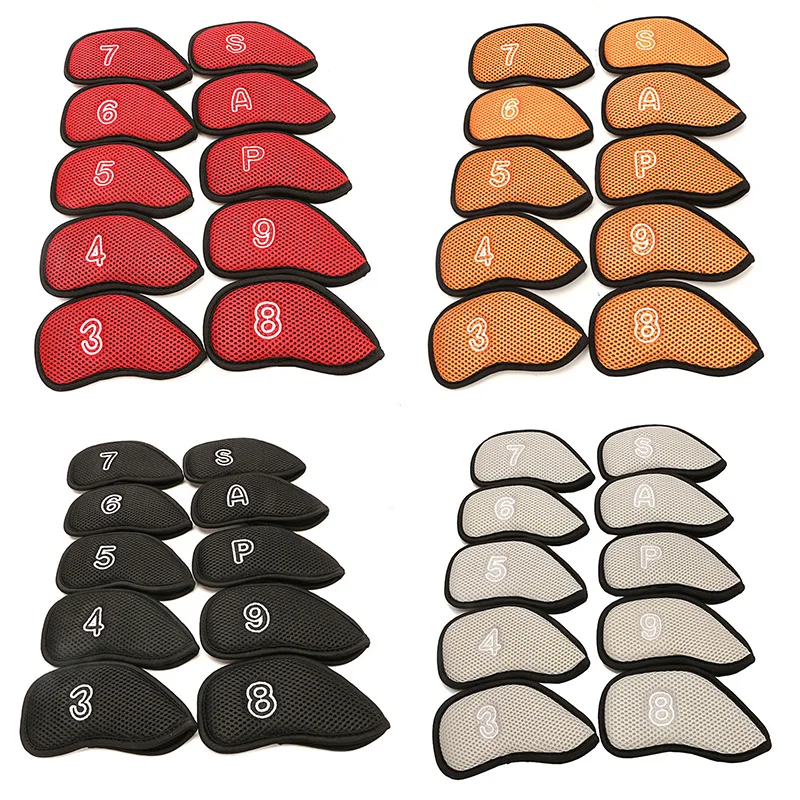 

2026 New Golf Club Covers, 10 pieces/set, Double-sided mesh golf club covers with number Velcro closures.