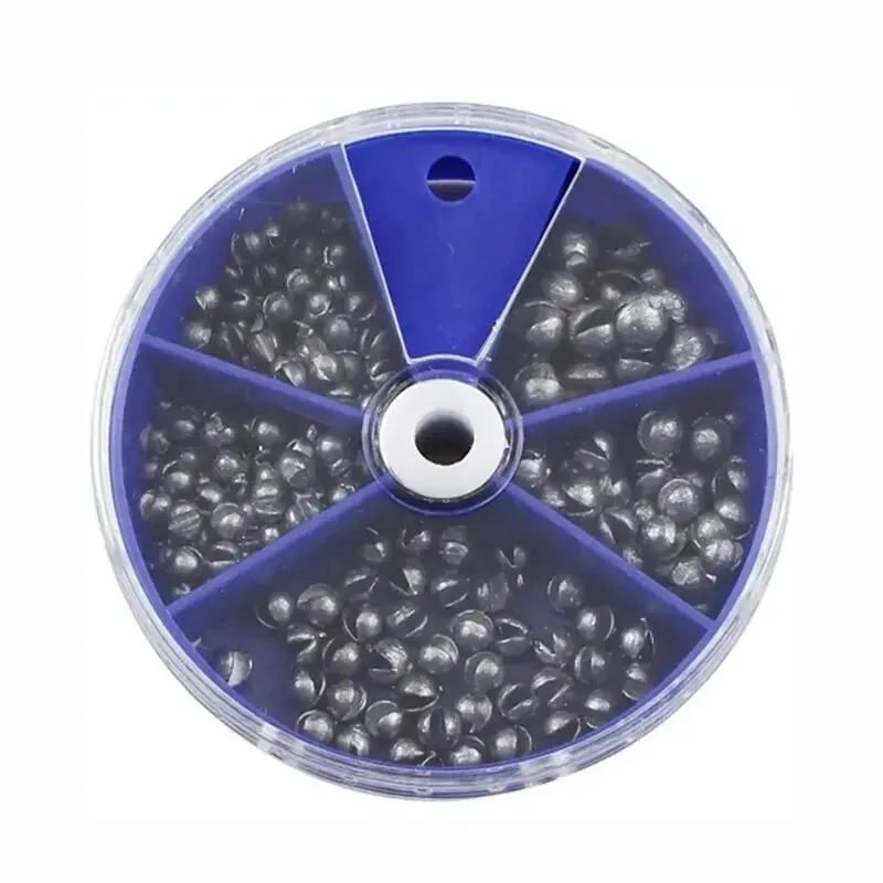 205pcs Premium Lead Fishing Sinkers With Convenient Storage Box - 5 Round Sizes for Accurate Casting and Deep Water Fishing