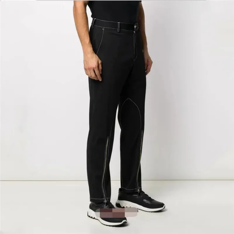 Pantalones holgados con cremallera para hombre, Pantalones rectos, versátiles, guapos, británicos, grandes, casuales, a la moda, personalizados, nuevo, otoño