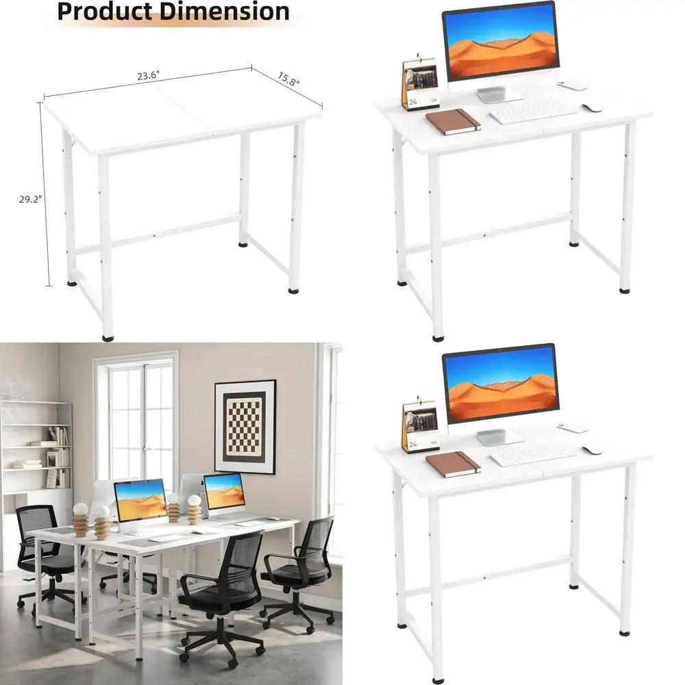 

Компактный 24-дюймовый стол для небольших помещений: простой мини-стол для домашнего офиса, учебы, детей и студентов — в комплекте коврик для мыши, белый цвет