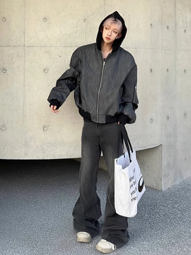 

Мужское кожаное пальто Cleanfit American Sle Baseball Jaet на весну и осень, винтажный дизайн, с капюшоном и застежкой-молнией, подставка