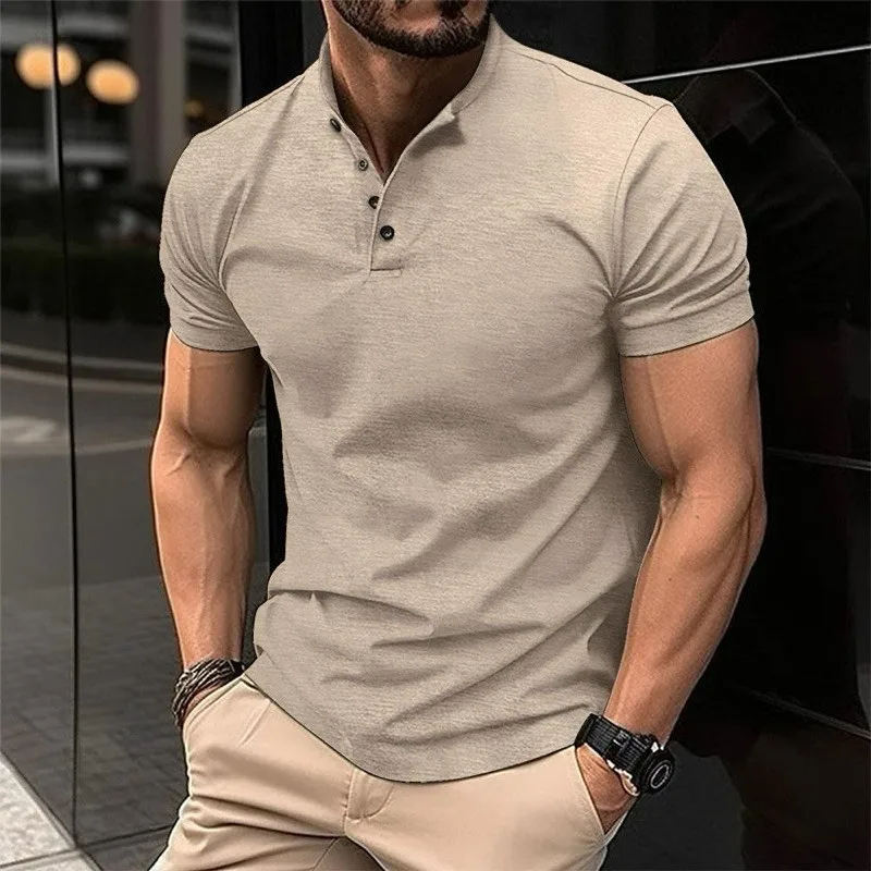 Men\'s Summer Polo Shirt With Loose Collar Casual Breathable Shirt For Training Running Short Sleeved T-shirt Street Fashion Top