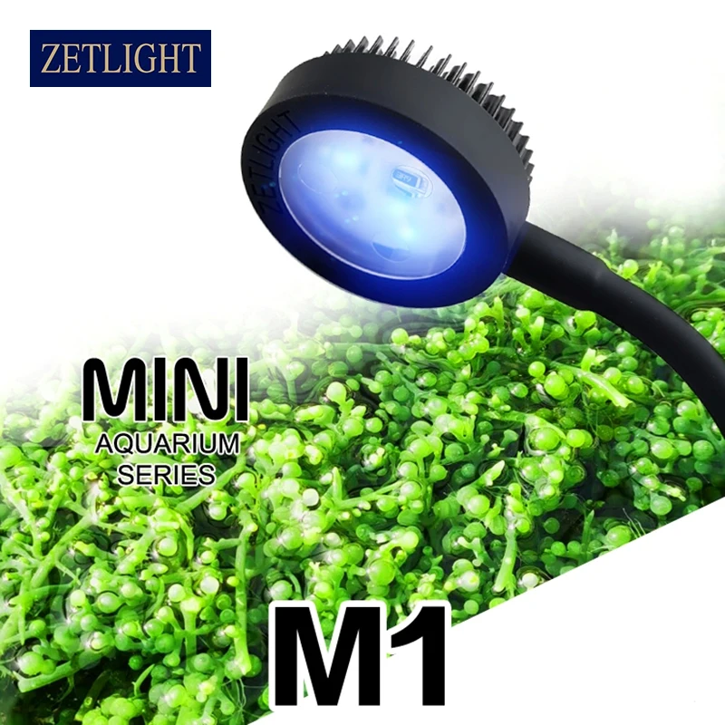 ZETLIGHT ZN1050 M1 조절 가능한 3W 미니 LED 조명, 해수 및 담수 어항용, 내구성 있는 금속 유리 플라스틱 박스 포장