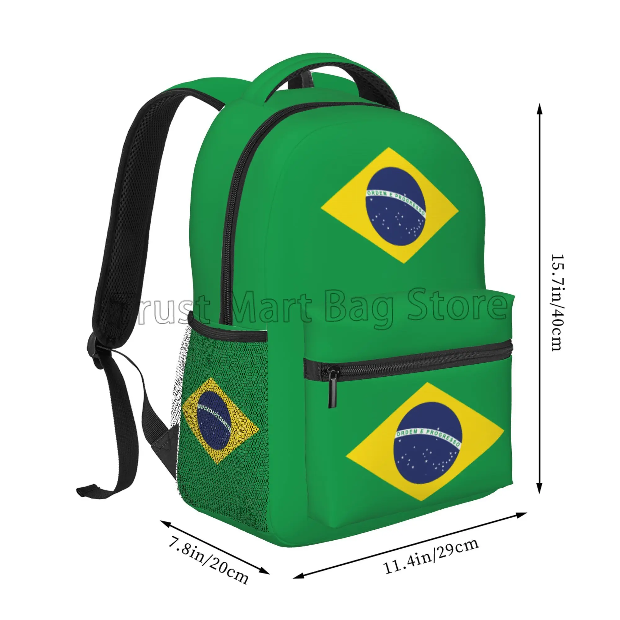 Mochila bandeira brasileira para homens e mulheres, bolsa de ombro, mochila escolar de grande capacidade, mochila casual para meninos e meninas, viagem ao ar livre