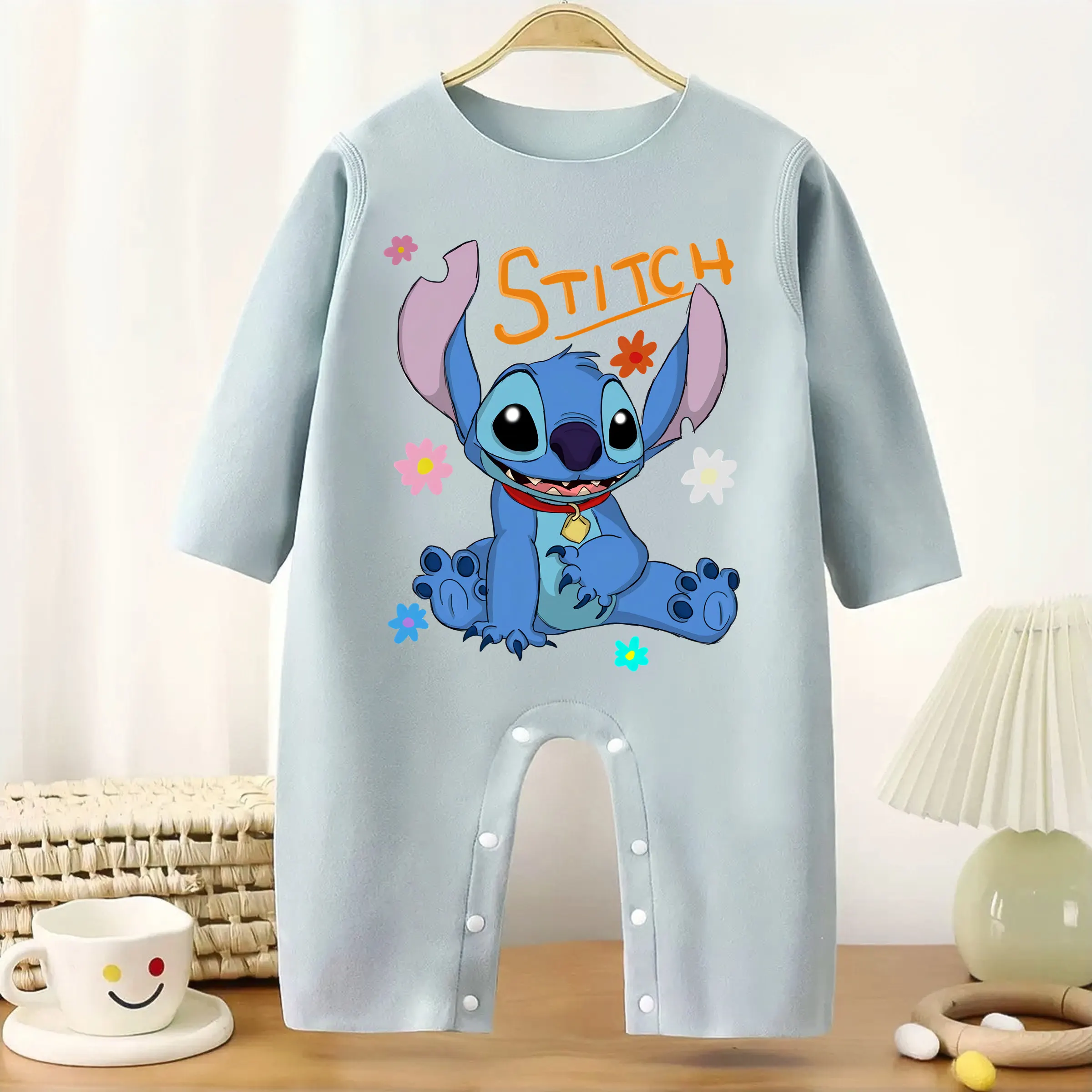 

Colorful Flowers Stitch Long Sleeves Baby Bodysuit Keep Warm Base Onesie for Height 60-90CM Baby Cloths Comfortable Jumpsuit