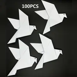 100PCS White Origami Paper Doves For Rustic Wedding Party Decorations Bday Bridal Shower DIY Origami Love Birds Peace Dove Decor