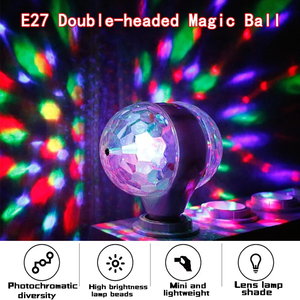 

2025 New E27 Disco Ball LED Light DJ Family Reunion Halloween Christmas Party Atmosphere Lamp Wedding Rotating Mini Stage Lights