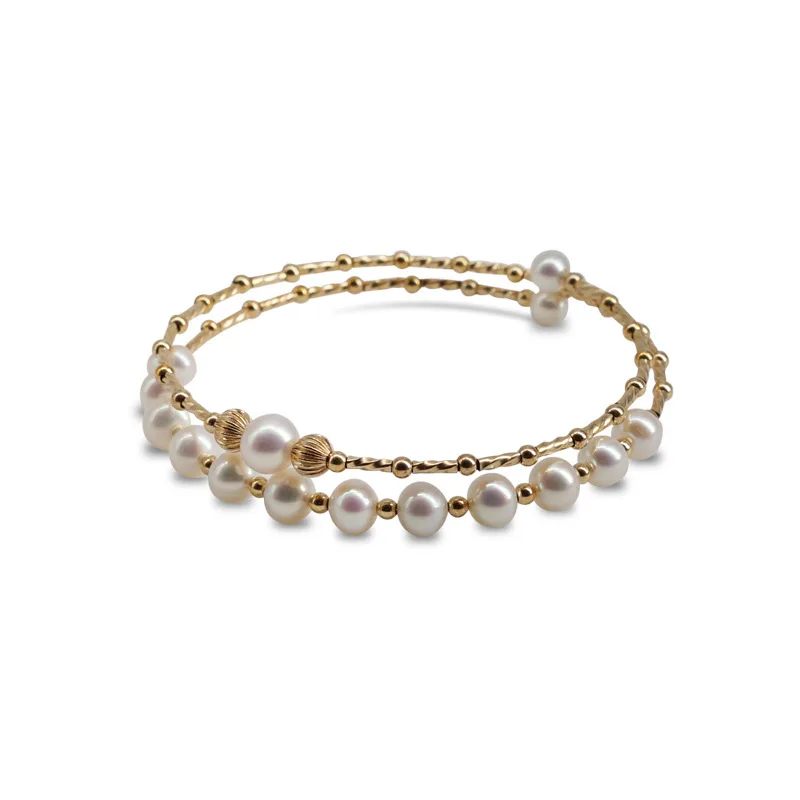 Double layer pearl bracelet with exquisite and high-end feel, gentle and versatile bracelet with a girl\'s temperament