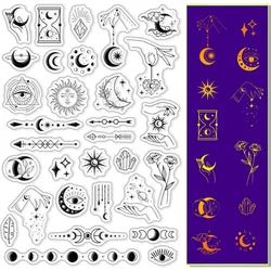 Moon Phase Clear Stamps for Card Making Scrapbooking Crafting DIY Decorations, Moon Stars Hand Transparent Silicone Seal