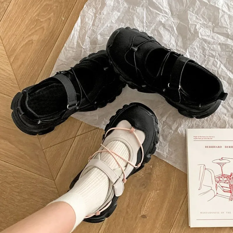 Sweet Mary Janes Women Sandals Crossed-tied Butterfly-Knot Wedges Round Toe Platform Female Shoes Leisure Solid Color Laofers