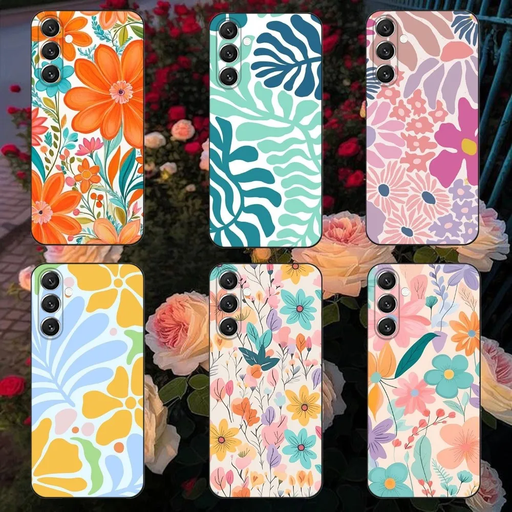 Abstract Flower Market   Phone Case For Samsung Galaxy A13,A21s,A22,A31,A32,A52,A53,A71,A80,A91 Soft Black Cover