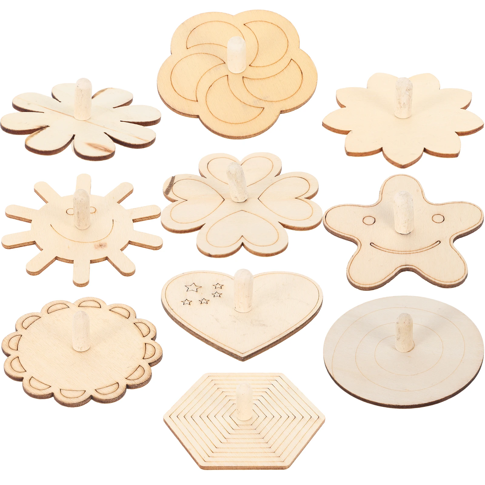 

10 Pcs Painting Kids Toy Wooden Gyro Set Unfinished Portable Kids Toy Blank Tops Portable Funny Toys Hand Coordination Gift