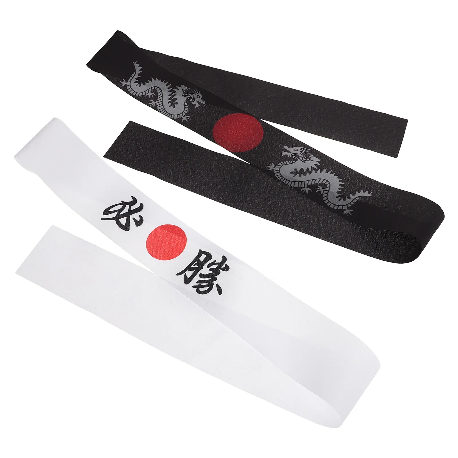 

2pcs Japanese Ninja Headband Black Karate Design Hachimaki Hat for Men Traditional Warrior Bandana Culinary Hood