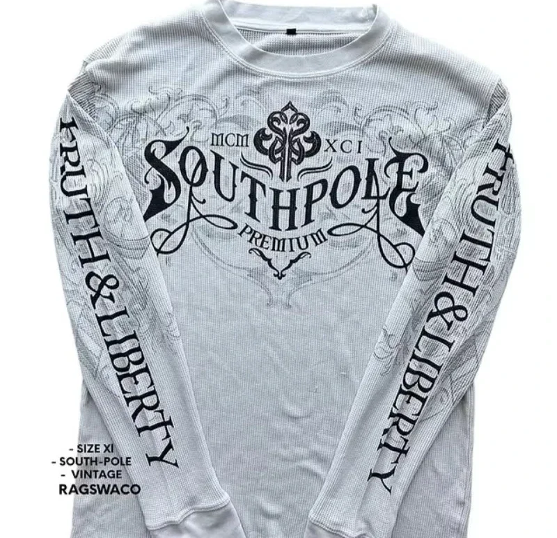 

Southpole Y2K Gothic T-Shirt Long Sleeve Unisex Harajuku Streetwear |Hip Hop Letter Print Oversized Casual Shirt Summer Fashion