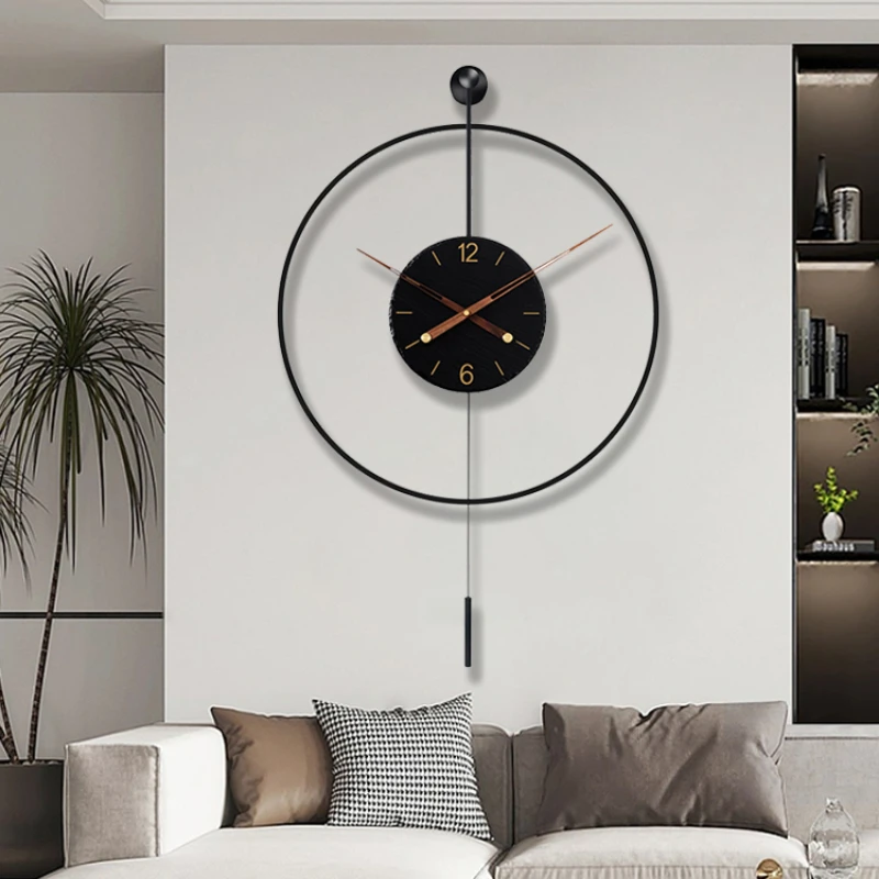 New Simple Luxury Wall Clock Italian Style Creative Art Clock Swing Living Room Sofa Background Wall Home Decor Wall Hanging