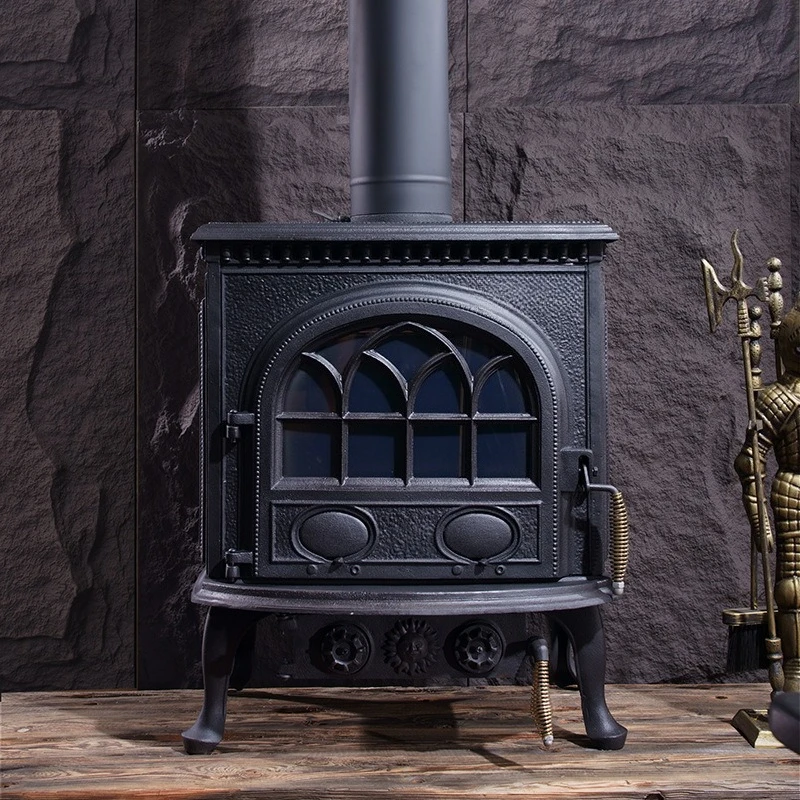 

Retro American real fire wood burning cast iron home villa living room fireplace heater