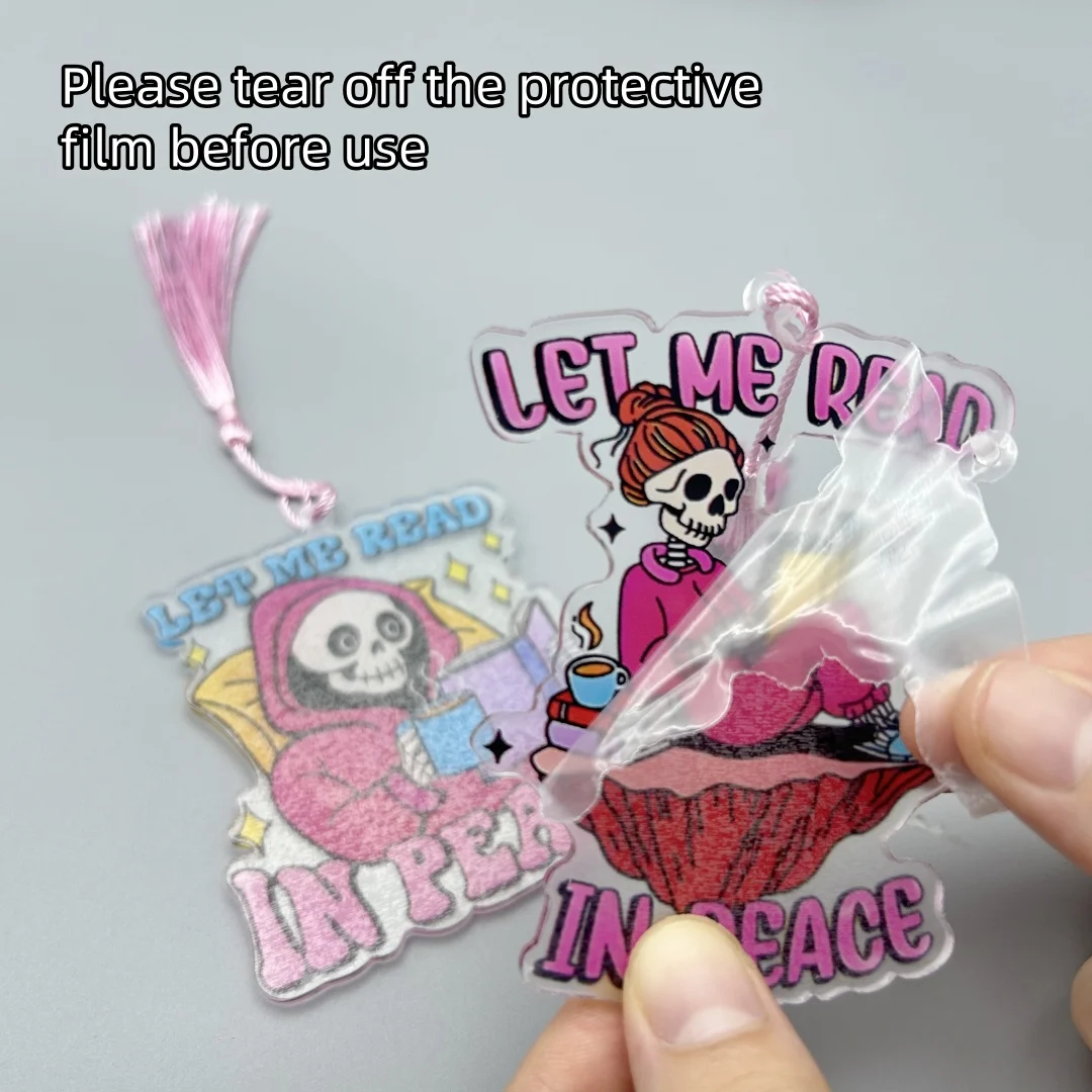 1개 재미있는 해골 책갈피 독서 마커 아크릴 북마크 친구 소녀 교사 어린이 문구 학교 용품