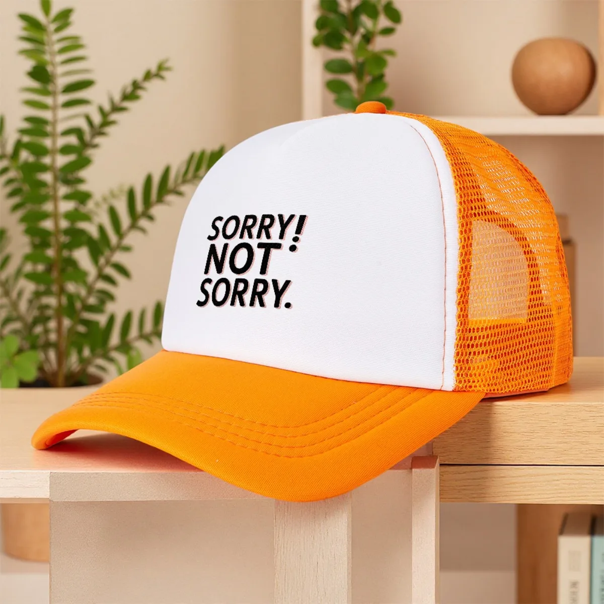 Sorry Not Sorry Graphic Trucker Hat Adjustable Breathable Polyester Mesh Sun Cap for Outdoor