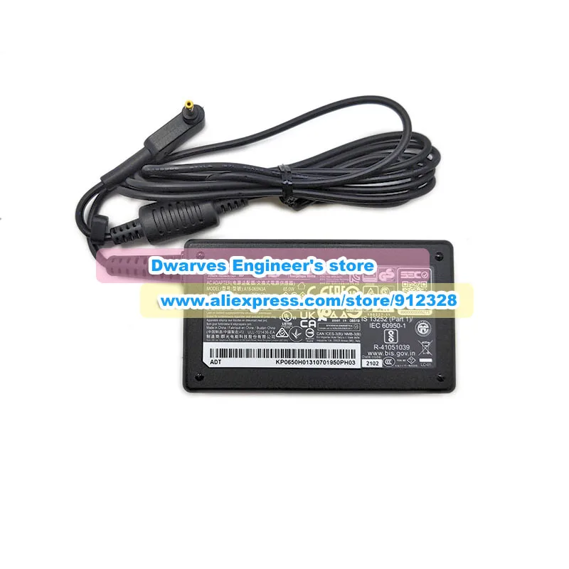 Imagem -02 - Carregador Adaptador ac Genuine para Chicony Fonte de Alimentação 65w 19v 3.42a A18065n3a A065r178p Rev01 Rev02 3.0x1.1 mm Tip