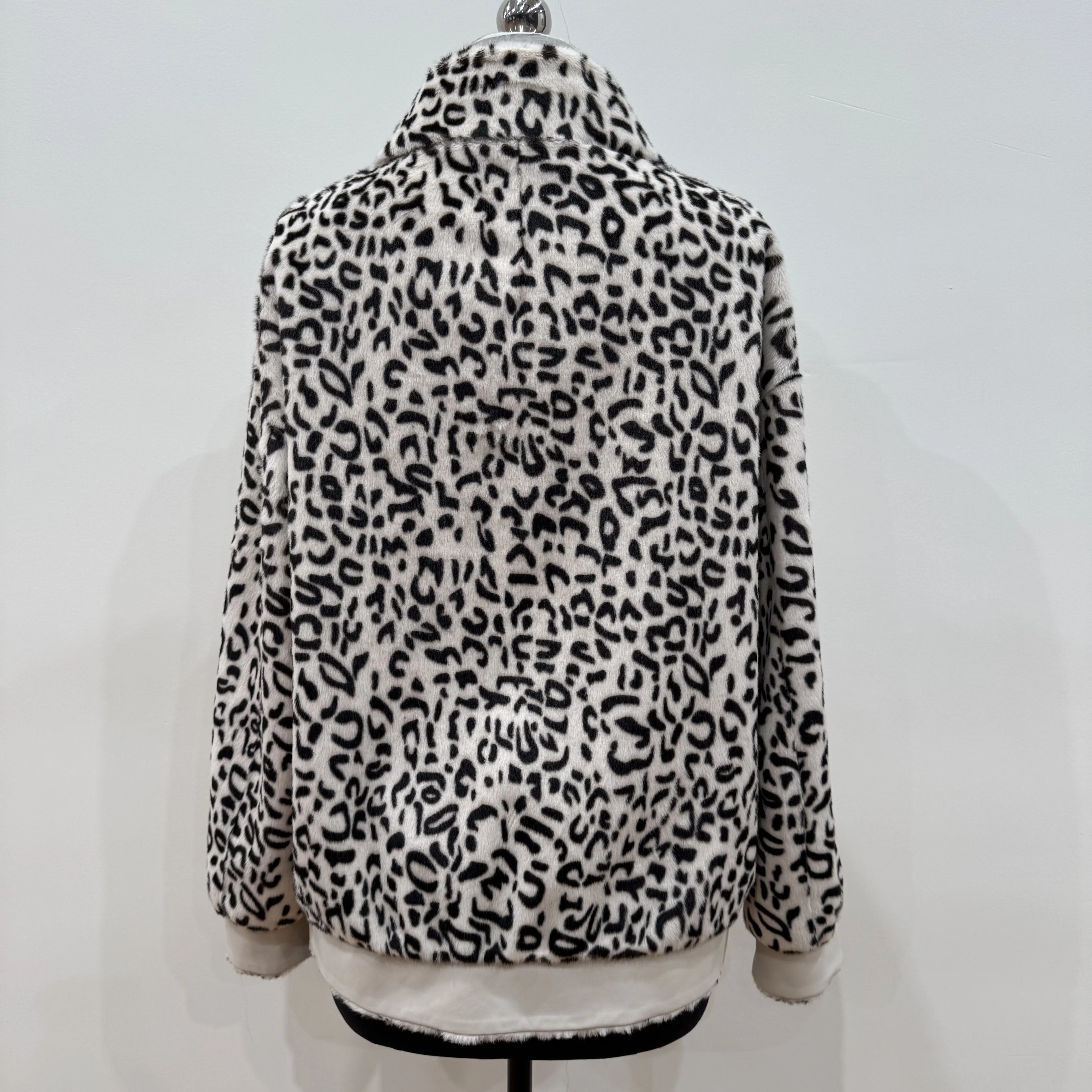 Bo cui Damen-Jacke mit Leopardenmuster, Revers und Reißverschluss, lockerer, langärmliger, modischer, gespleißter Pelzmantel für Herbst und Winter