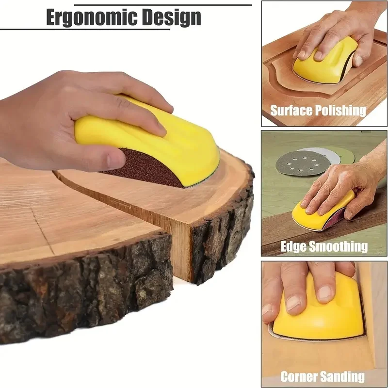 

Набор из 26 предметов: 5 дюймов, 1 ручной песочный блок с 25 подушечками для наждачной бумаги для шлифовки и полировки деревообрабатывающей мебели