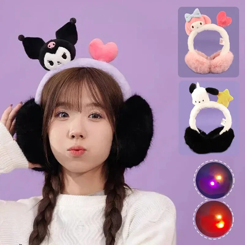 

Sanrio cute Cinnamoroll Kuromi My melody children's earmuffs winter plush fashionable warm all-inclusive cute flashing earmuffs