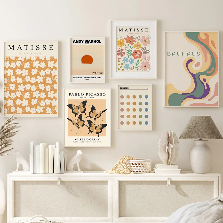 Matthias Bauhaus Picasso Wall Art Abstract Flower Leaf Butterfly Canvas Painting Nordic Poster Print Pictures Living Room Decor