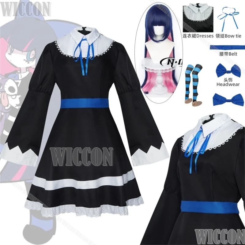 Anarchy Panty Anime Calza Cosplay con reggicalze Costume Lolita Abito nero Parrucca Donna Ragazza Halloween Comic Con Personalizzato