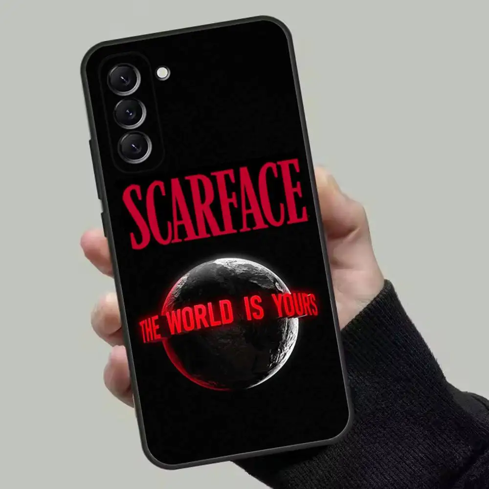S-Scarfaces World Is Yours Handyhülle für Samsung Galaxy A73,72,51,53,52,71,22,5G,Note,J7,8,9 Soft Black Cover