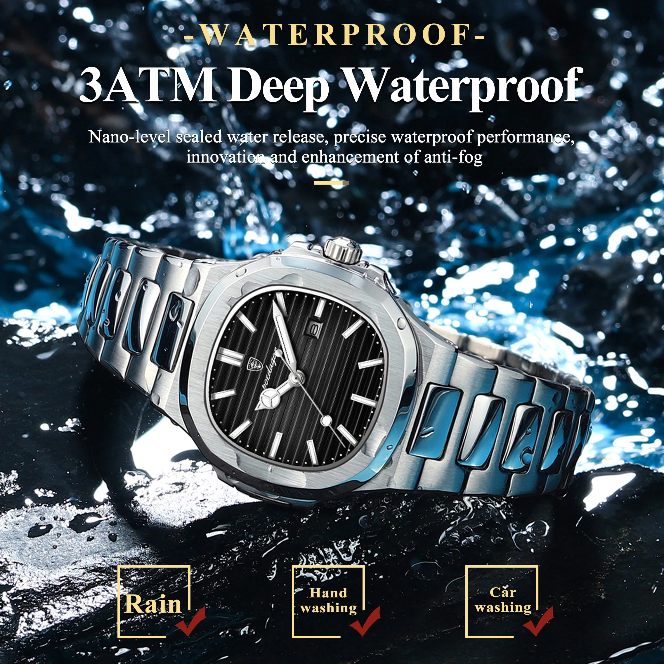 POEDAGAR ساعات كوارتز نسائية أنيقة مقاومة للماء تاريخ مضيء ساعة يد للسيدات من الفولاذ المقاوم للصدأ ساعة عصرية للنساء Reloj