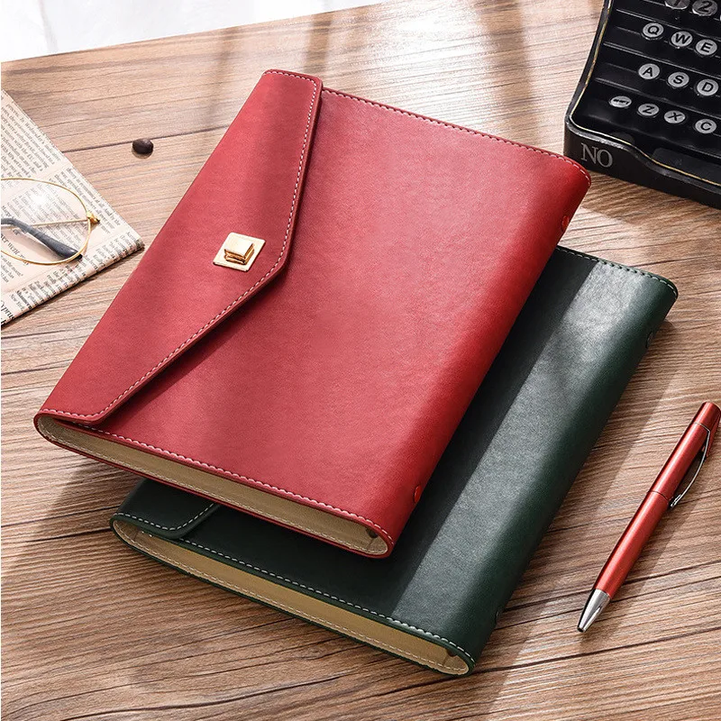 Leather Cover Business Notebook A5/B5 Loose-leaf Binder Memo 80sheets Paper Rotating Buckle Hand Accout Book Office Accessories