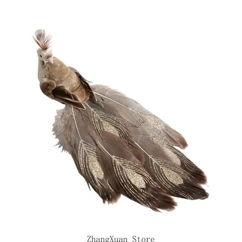 Weihnachtsbaumschmuck, vogelförmiger Vogelschmuck aus Stoffschaum mit geschichtetem Schwanz und Metallclip für den – Detail 9