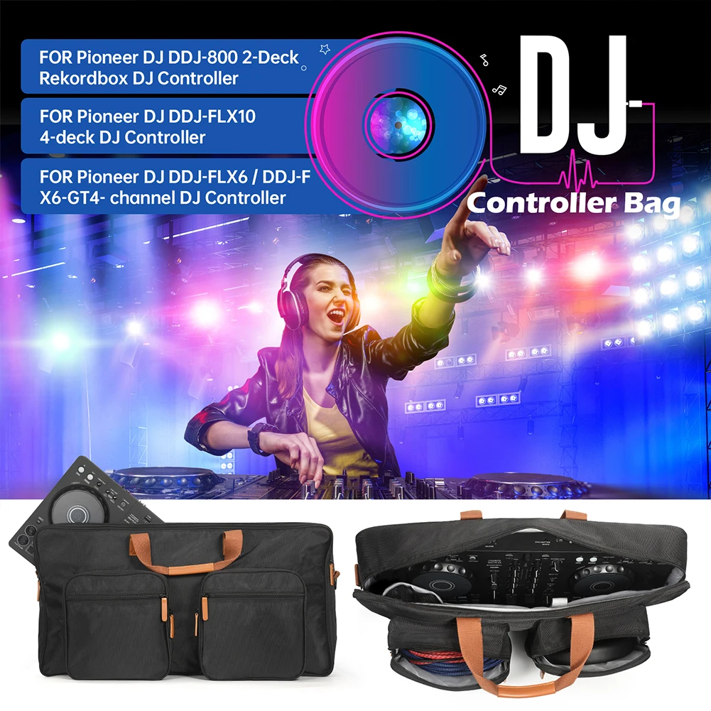 Portable DJ Disc Player Carrying Case Travel Protective Storage Bag for Pioneer DJ DDJ-FLX4 DDJ-REV1/Numark Mixtrack Platinum F