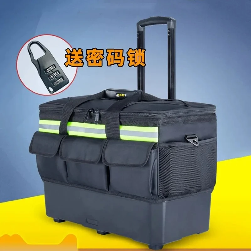 Pull Rod Tool Kit Hardware Storage Box Electrician Tool Bag with Wheels Portable Suitcase for Tools Professional Work Handbags