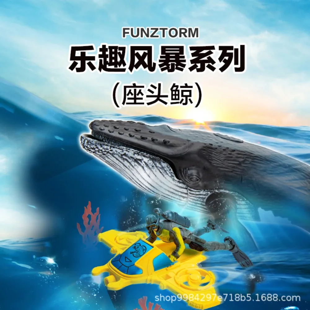 4D Master Funztorm Series Action Figures Humpback Diver Sea Grass Marine Animal Models Simulated Deep-sea Exploration Scene Toy