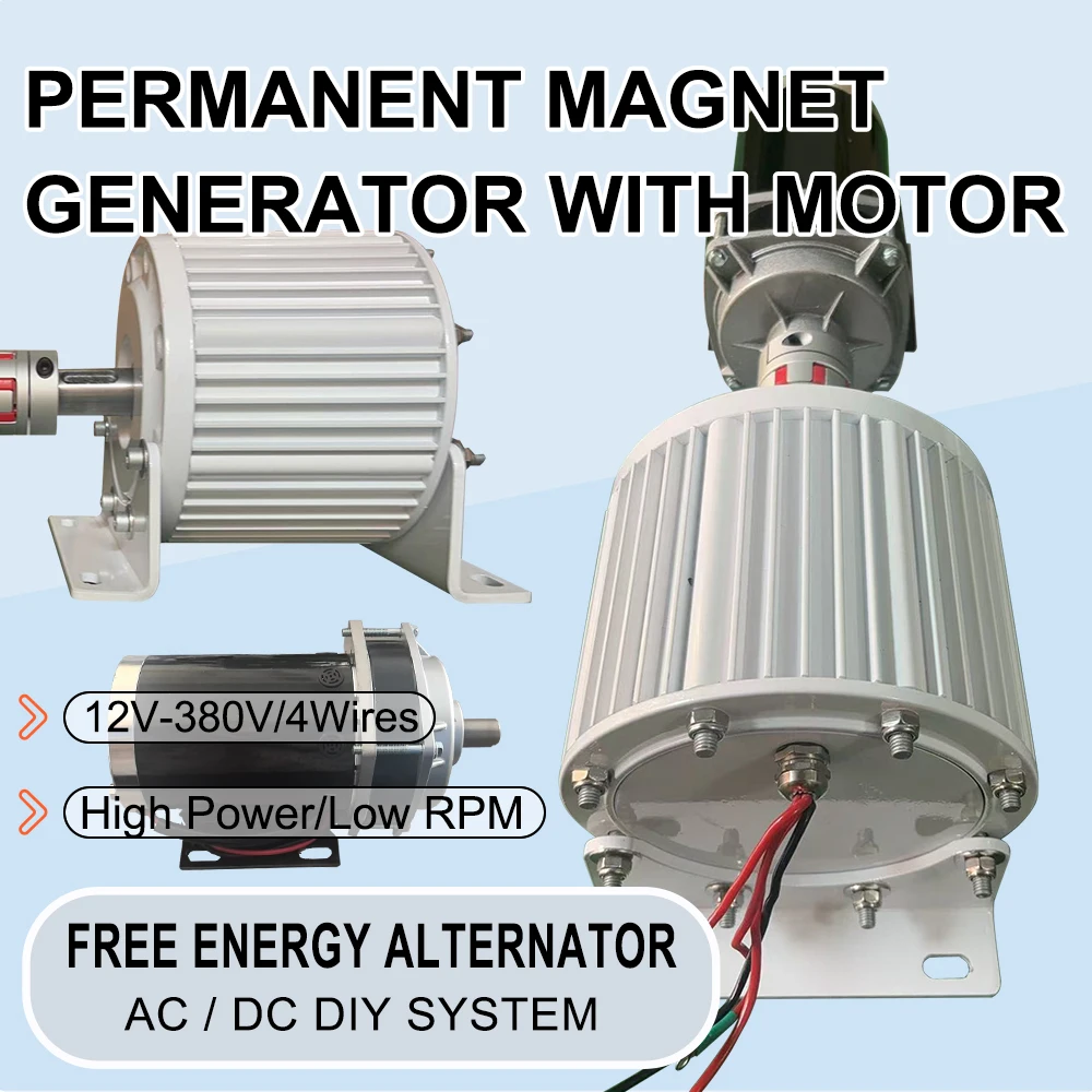 

20KW 15KW 50KW 60KW Low Speed Permanent Magnet Generator 220V 380V Dynamo 3 Phase AC Alternators Energy Unit With DC Motor Drive