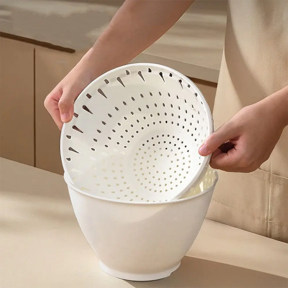 

Plastic Fruit Drainage Basket Double Layered Multi-Function Vegetable Storage Basket Space-Saving Kitchen Colander Strainer
