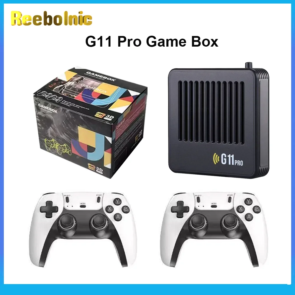 Reebolnic G11 Pro Game Box 3D 4K Dual System Rechargeable Controllers WiFi 60+Simulators Game System &Android TV Box Boy Gifts