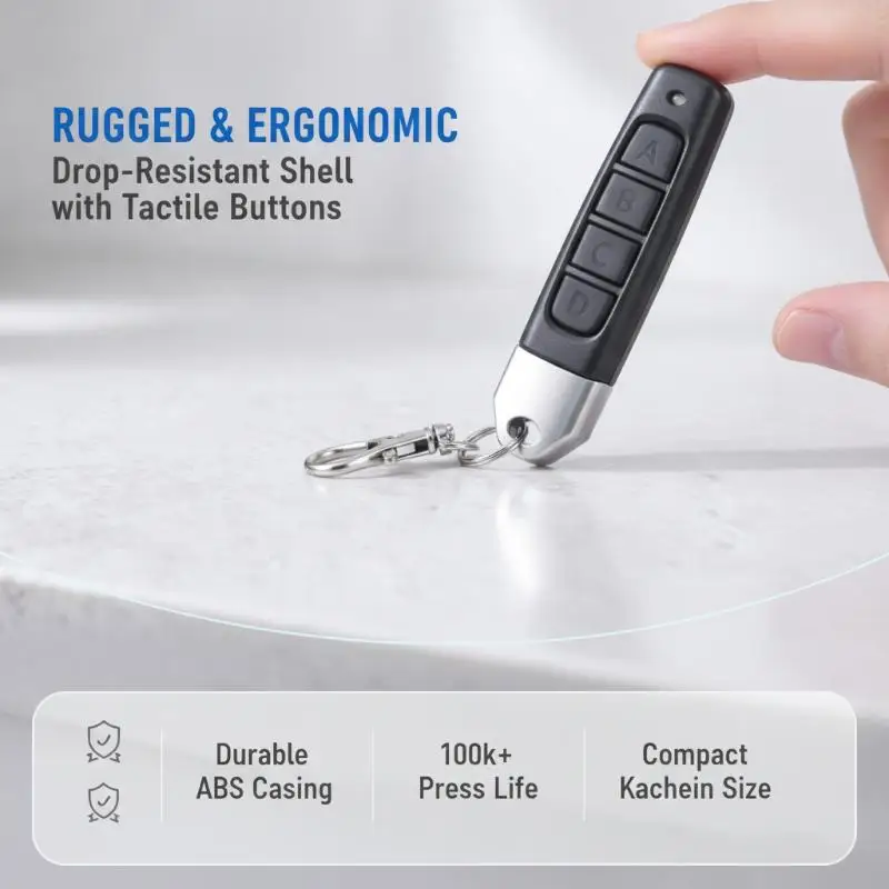 433MHz RF Clone Copy Remote Control Garage Gate Door Opener Remote Key Duplicator, Wireless Transmitter for Home Access Control