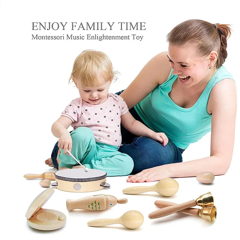 Wooden Baby Rattle Toys Baby Toys 0 12 Months Grasp Play Game Hand Bell Teething Educational Interactive Toys for Newborn Infant