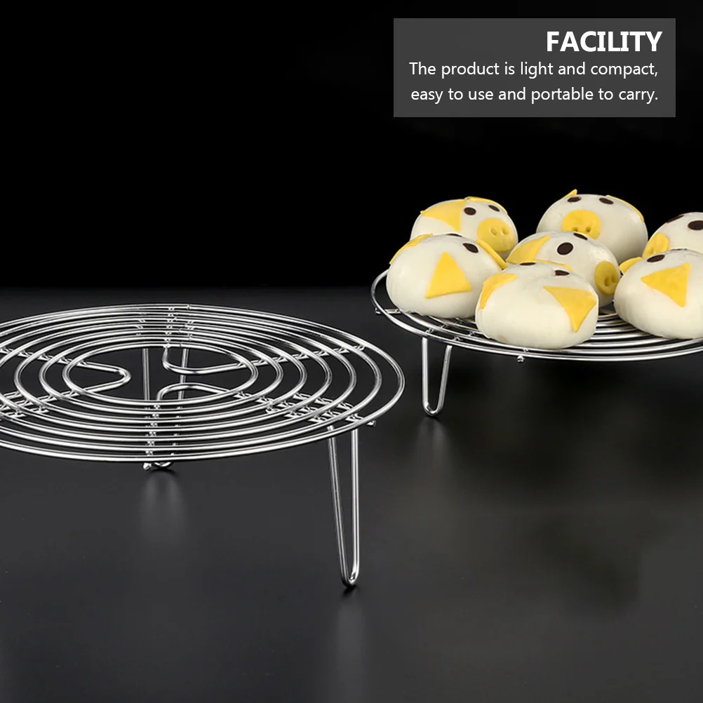 

2Pcs Stainless Steel Steaming Rack Heat-Resistant Egg Steamer Stand for Home Kitchen Cooking Camping Accessory