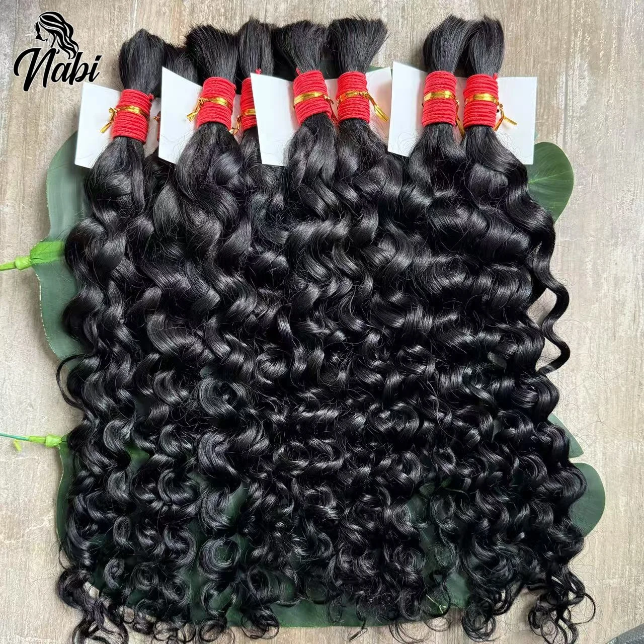 Nabi Natural Human Braiding Hair for Boho Braids 22 24 inch Water Wave Bulk Hair No Weft Deep Curly Virgin Hair Extensions